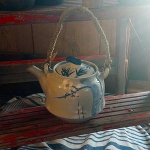 Porcelain Tea Pot made in China. Hand painted. Cobalt blue and whits. Vintage